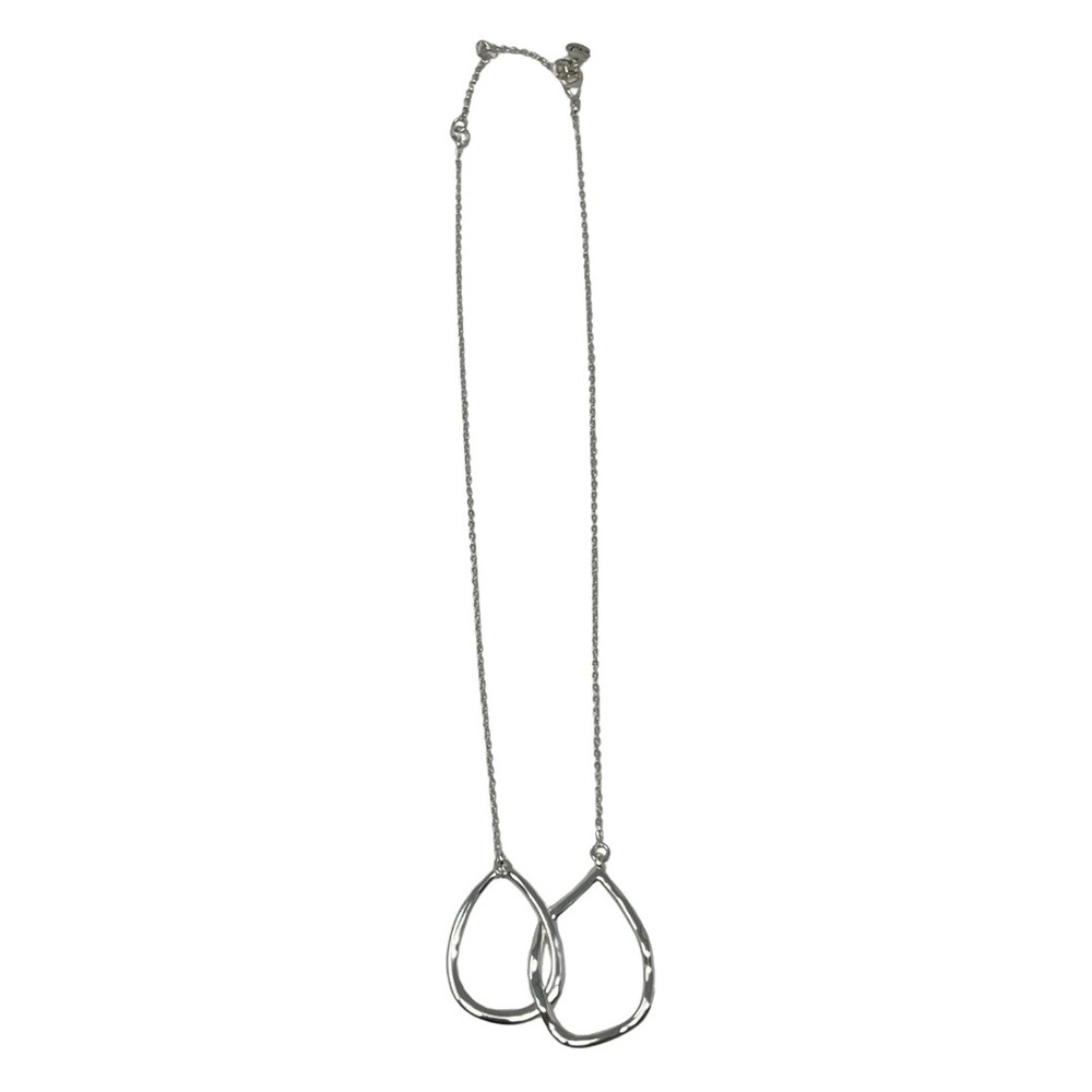 Chloe + Isabel Interlocking Double Teardrop Necklace Silver Plated 18-20in New